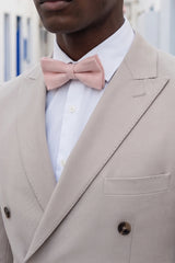 Papillon da uomo in misto lana tweed rosa chiaro