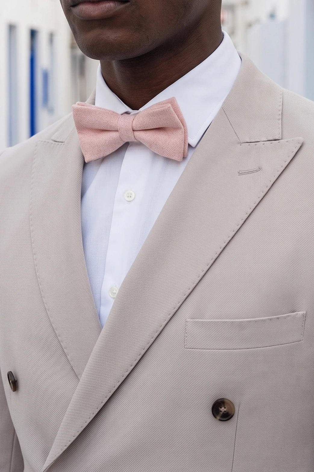 Papillon da uomo in misto lana tweed rosa chiaro