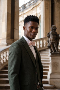 Papillon da uomo in misto lana tweed rosa chiaro
