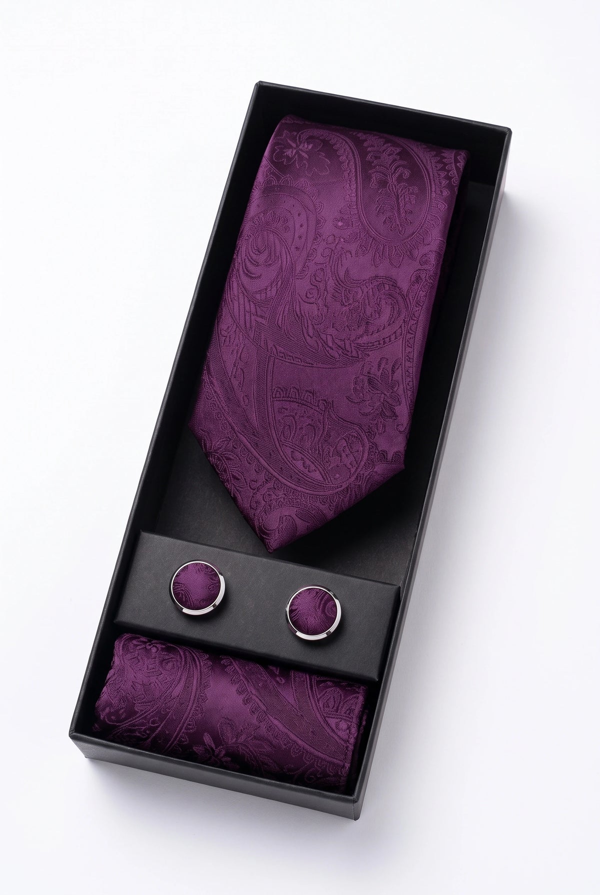 Set regalo con cravatta da uomo con motivo paisley lilla