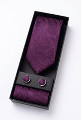 Set regalo con cravatta da uomo con motivo paisley lilla