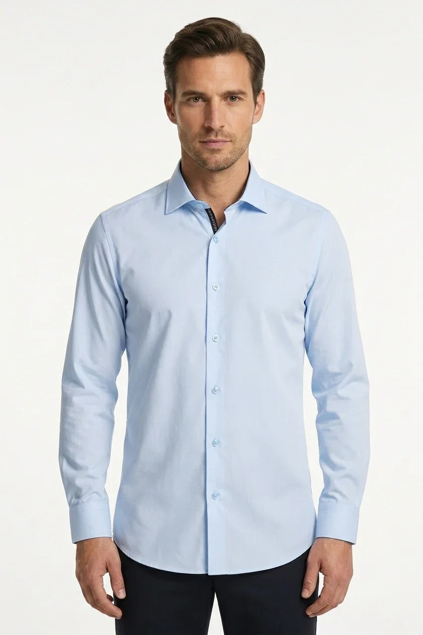 Camicia elegante da uomo a maniche lunghe con bottoni - Blu