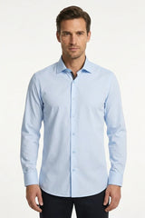 Camicia elegante da uomo a maniche lunghe con bottoni - Blu