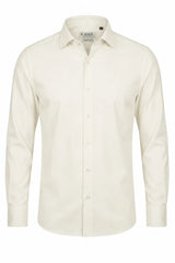 Camicia elegante da uomo a maniche lunghe con bottoni - Crema