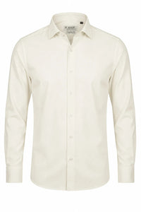 Camicia elegante da uomo a maniche lunghe con bottoni - Crema