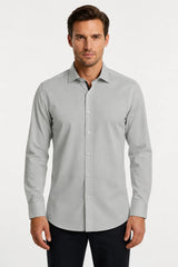 Camicia elegante da uomo a maniche lunghe con bottoni - grigia