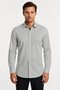 Camicia elegante da uomo a maniche lunghe con bottoni - grigia