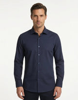 Camicia elegante da uomo a maniche lunghe con bottoni - Blu navy
