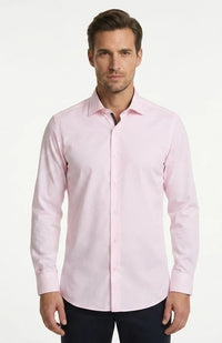 Camicia elegante da uomo a maniche lunghe con bottoni - Rosa