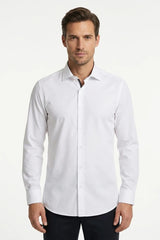 Camicia elegante da uomo a maniche lunghe con bottoni - Bianca