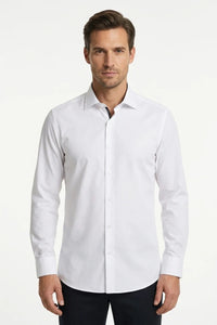 Camicia elegante da uomo a maniche lunghe con bottoni - Bianca