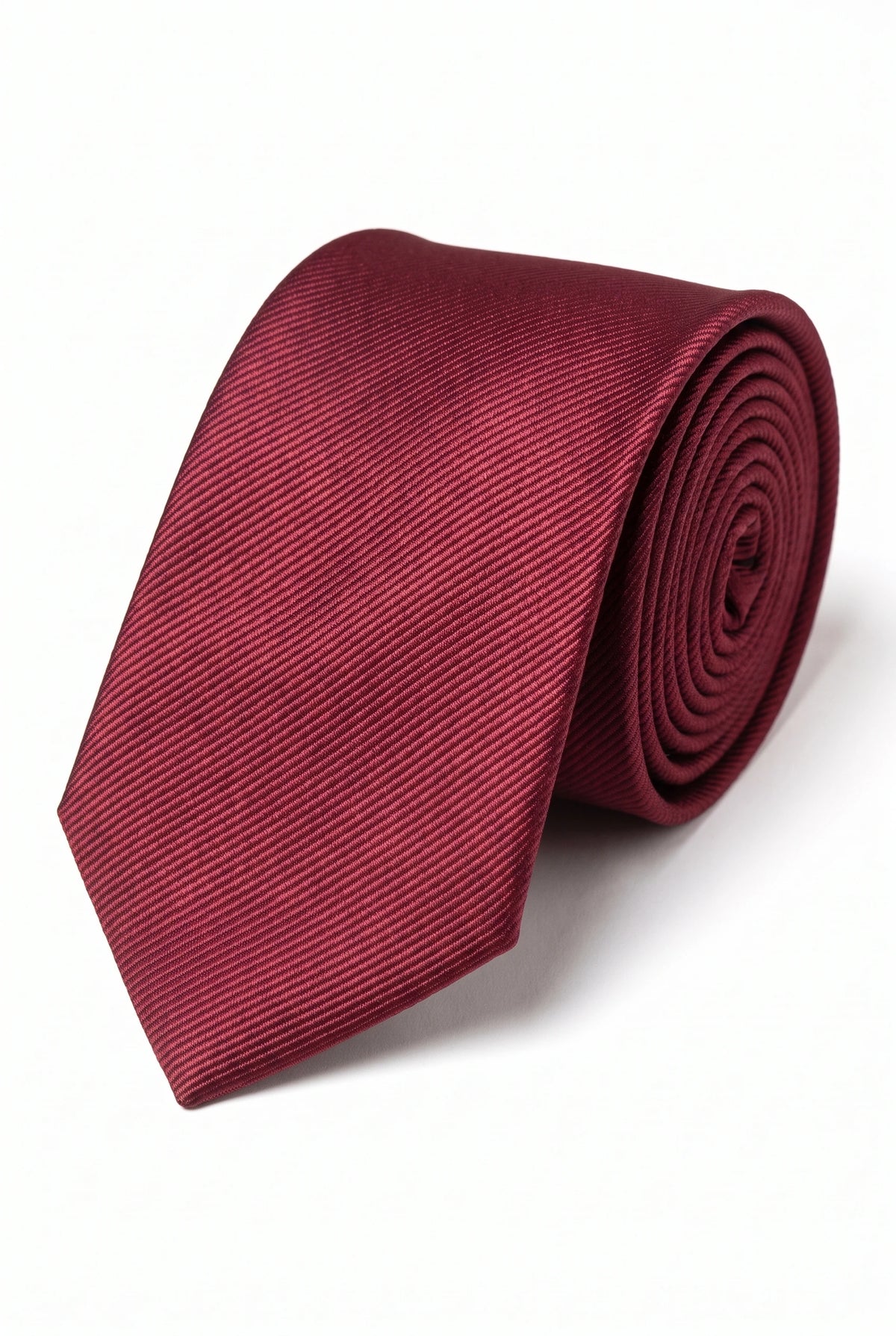 Cravatta da uomo slim bordeaux, tinta unita, 6 cm