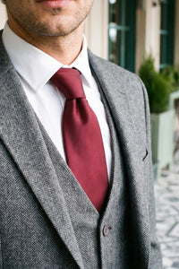 Cravatta da uomo slim bordeaux, tinta unita, 6 cm