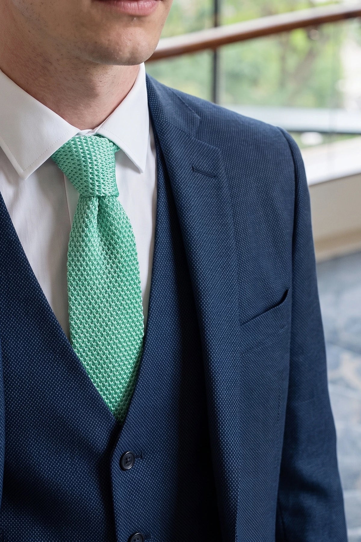 Cravatta da uomo in maglia verde menta