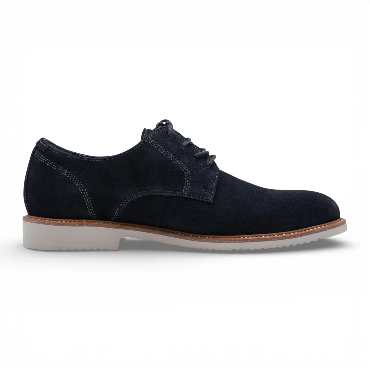 Scarpe Derby da uomo in pelle scamosciata blu navy con punta liscia