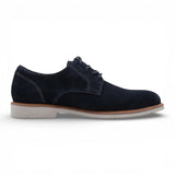 Scarpe Derby da uomo in pelle scamosciata blu navy con punta liscia