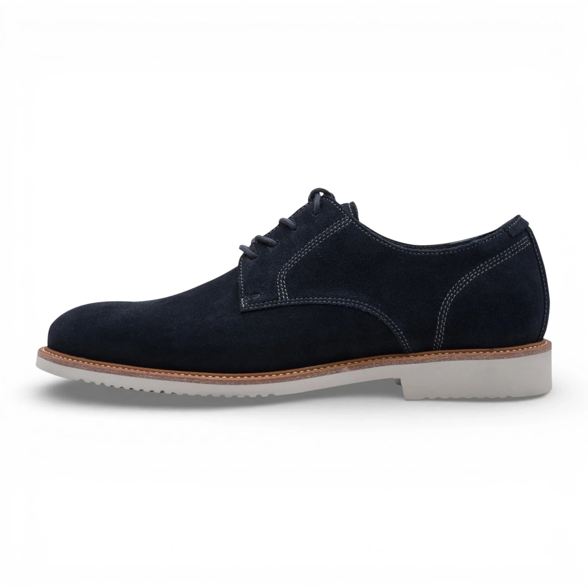 Scarpe Derby da uomo in pelle scamosciata blu navy con punta liscia