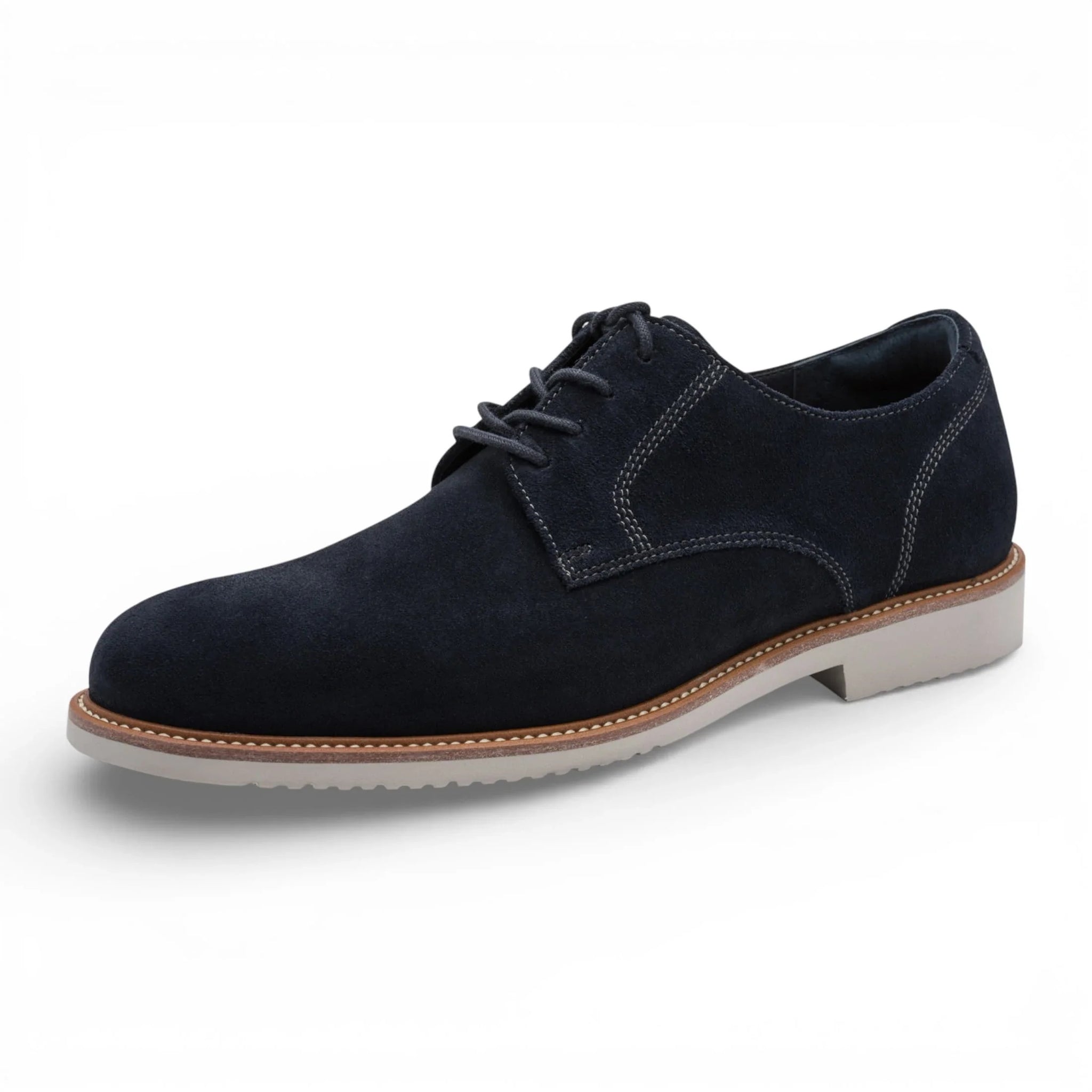 Scarpe Derby da uomo in pelle scamosciata blu navy con punta liscia