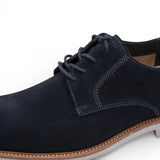 Scarpe Derby da uomo in pelle scamosciata blu navy con punta liscia