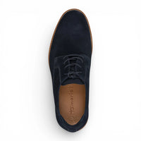 Scarpe Derby da uomo in pelle scamosciata blu navy con punta liscia