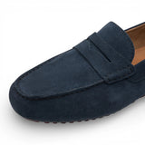 Mocassini da uomo in camoscio blu navy