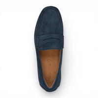 Mocassini da uomo in camoscio blu navy