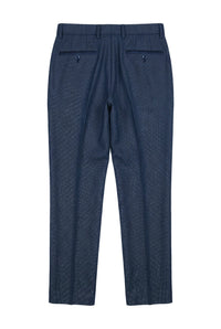 Arthur - Pantaloni da uomo blu navy Birdseye