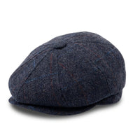 Berretto piatto da strillone da uomo in misto lana blu navy