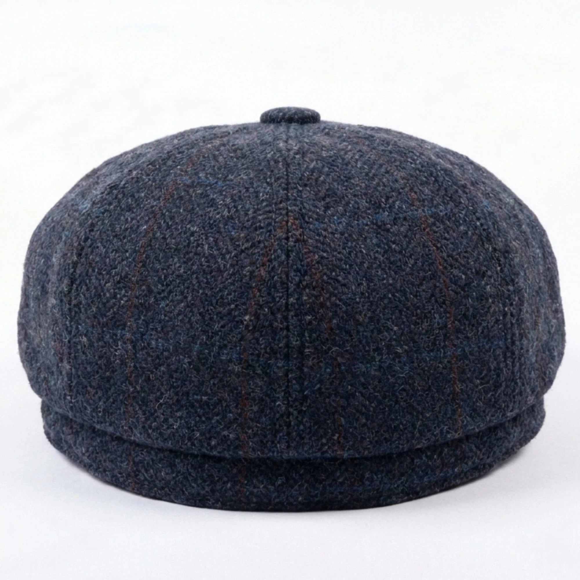 Berretto piatto da strillone da uomo in misto lana blu navy
