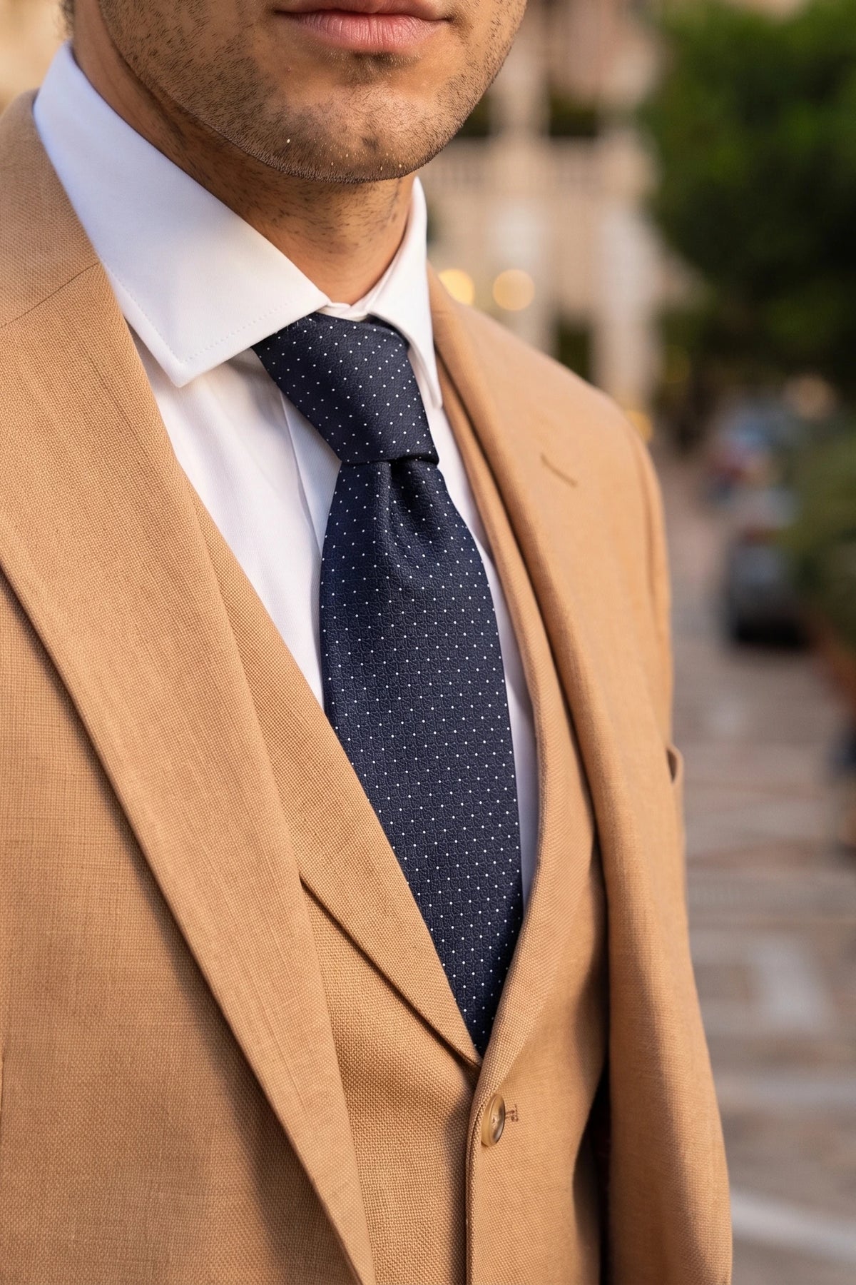 Cravatta a quadri blu navy da uomo
