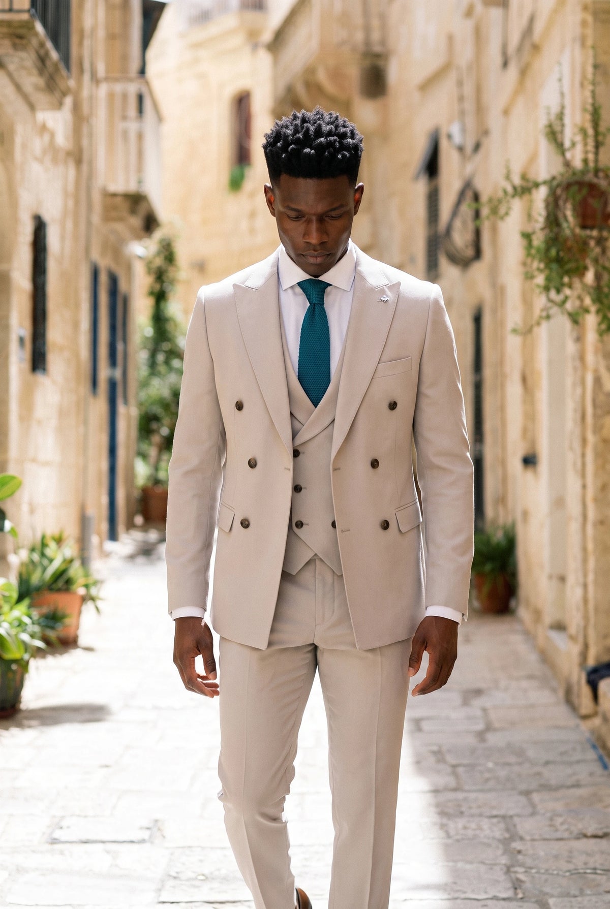 Cravatta da uomo blu navy in maglia con estremità piatta quadrata