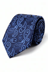 Cravatta da uomo blu navy con motivo paisley