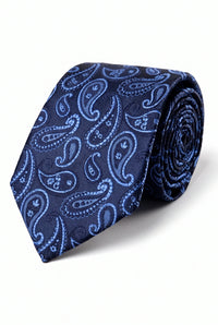 Cravatta da uomo blu navy con motivo paisley