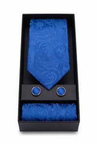 Set regalo con cravatta da uomo blu navy con motivo paisley