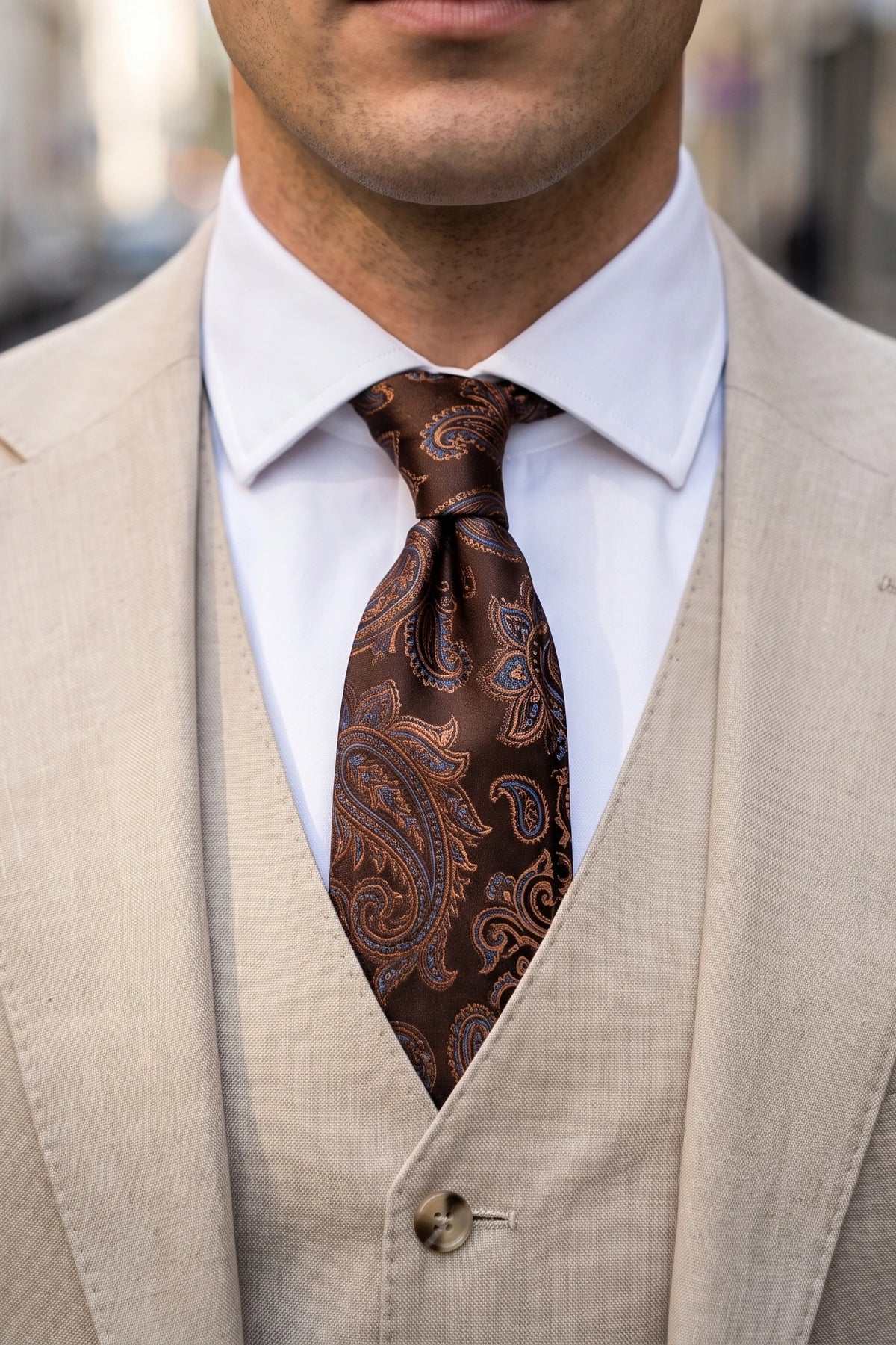 Cravatta da uomo blu navy con motivo paisley