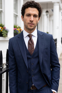 Cravatta da uomo blu navy con motivo paisley