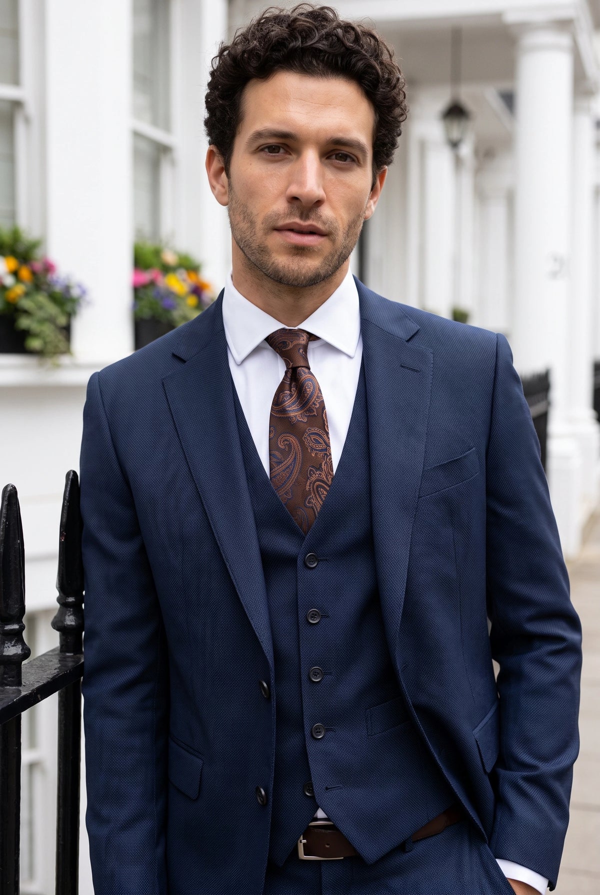 Cravatta da uomo blu navy con motivo paisley