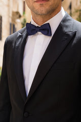 Papillon da uomo in raso blu navy