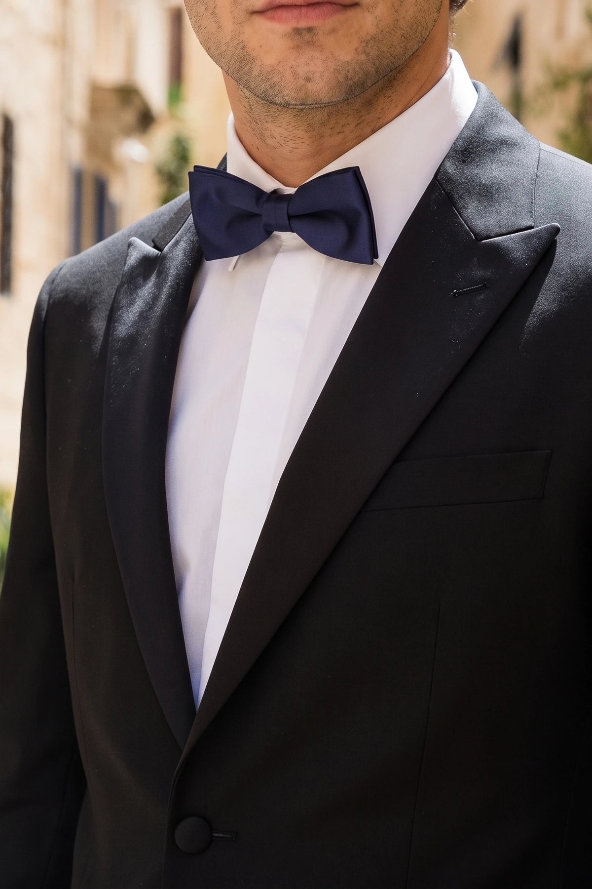 Papillon da uomo in raso blu navy