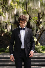 Papillon da uomo in raso blu navy