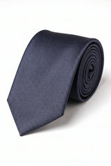 Cravatta da uomo blu navy, slim, tinta unita, 6 cm