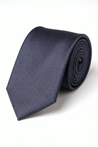 Cravatta da uomo blu navy, slim, tinta unita, 6 cm