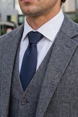 Cravatta da uomo blu navy, slim, tinta unita, 6 cm