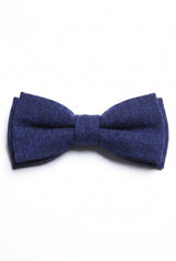 Papillon da uomo in misto lana tweed blu navy