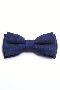 Papillon da uomo in misto lana tweed blu navy