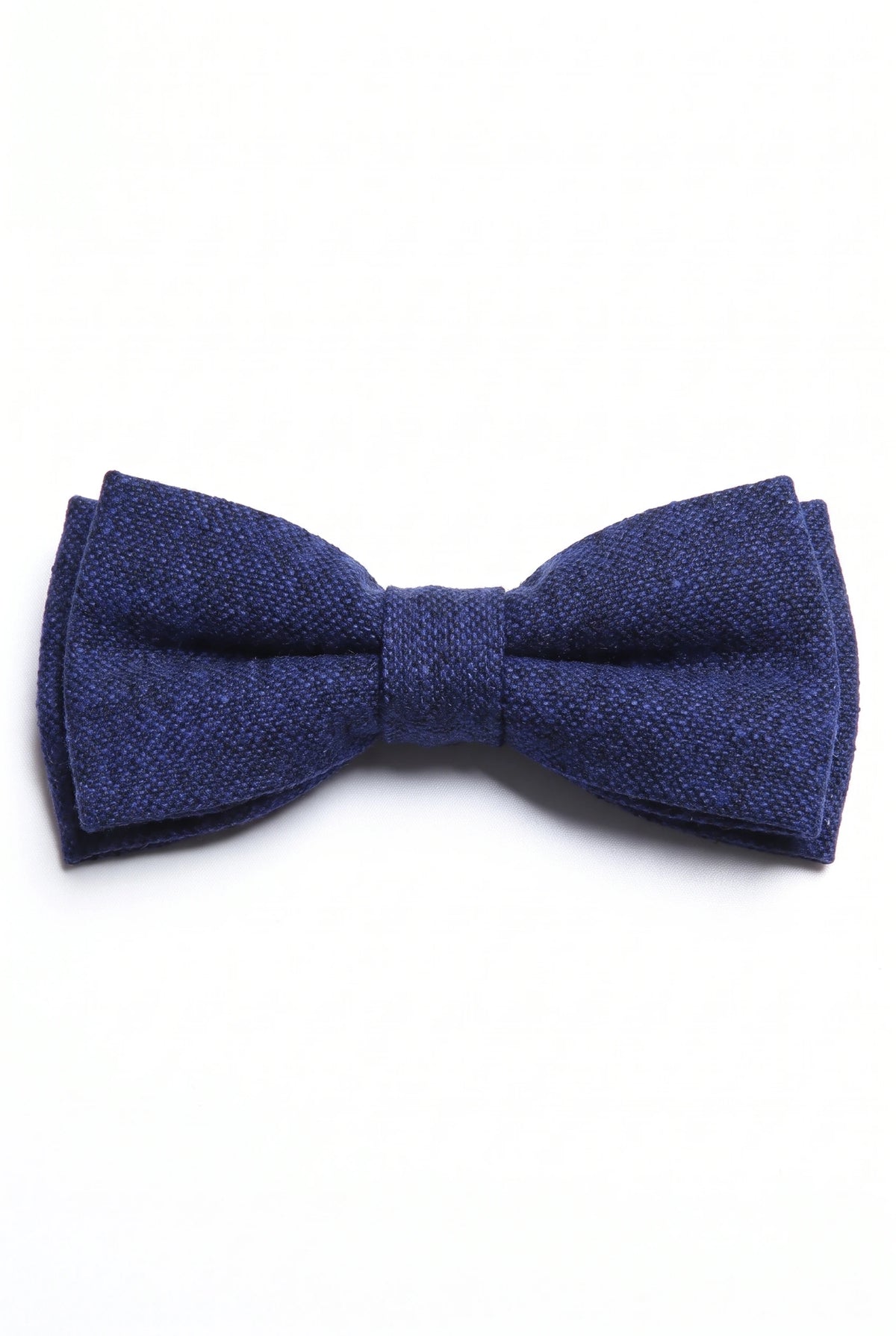 Papillon da uomo in misto lana tweed blu navy