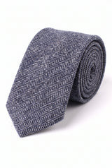 Cravatta da uomo in tweed di misto lana blu navy