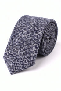 Cravatta da uomo in tweed di misto lana blu navy