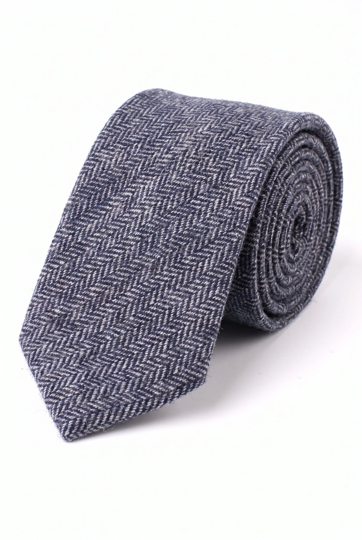 Cravatta da uomo in tweed di misto lana blu navy
