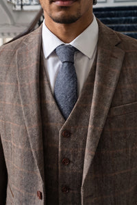 Cravatta da uomo in tweed di misto lana blu navy